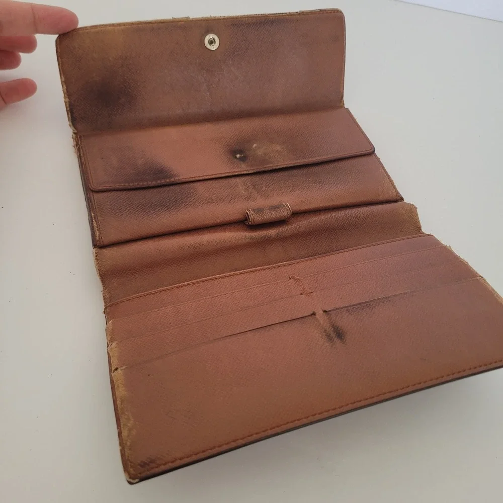 Louis Vuitton Monogram Canvas Vintage Tri-Fold Long Wallet Brown‎ M61215 France